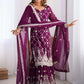 Prazu Fashion Purple Georgette Sequence Palazzo Suit - Swadesiicart