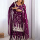 Prazu Fashion Purple Georgette Sequence Palazzo Suit - Swadesiicart