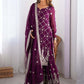 Prazu Fashion Purple Georgette Sequence Palazzo Suit - Swadesiicart