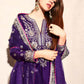 Prazu Fashion Violet Blue Chinon Silk Embroidered Palazzo Suit - Swadesiicart