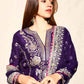 Prazu Fashion Violet Blue Chinon Silk Embroidered Palazzo Suit - Swadesiicart