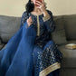 Prazu Fashion Blue Georgette Thread Sequence Palazzo Suit - Swadesiicart