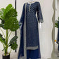 Prazu Fashion Blue Georgette Thread Sequence Palazzo Suit - Swadesiicart