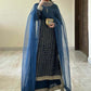 Prazu Fashion Blue Georgette Thread Sequence Palazzo Suit - Swadesiicart
