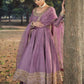 Prazu Fashion Lavender Roman Silk Embroidered Anarkali Suit - Swadesiicart