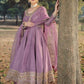 Prazu Fashion Lavender Roman Silk Embroidered Anarkali Suit - Swadesiicart