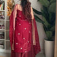 Prazu Fashion Maroon Silk Embroidered Thread Palazzo Suit - Swadesiicart