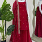 Prazu Fashion Maroon Silk Embroidered Thread Palazzo Suit - Swadesiicart