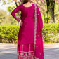 Prazu Fashion Pink Chinon Silk Thread Work Palazzo Suit - Swadesiicart