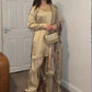 Prazu Fashion Golden Japan Satin Silk Designer Palazzo Suit - Swadesiicart