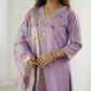 The52 Lavender Women's Gorgeous Embroidered work Viscose Gadhwal Fabric Straight Kurta, Pant and Dupatta Set - Swadesiicart