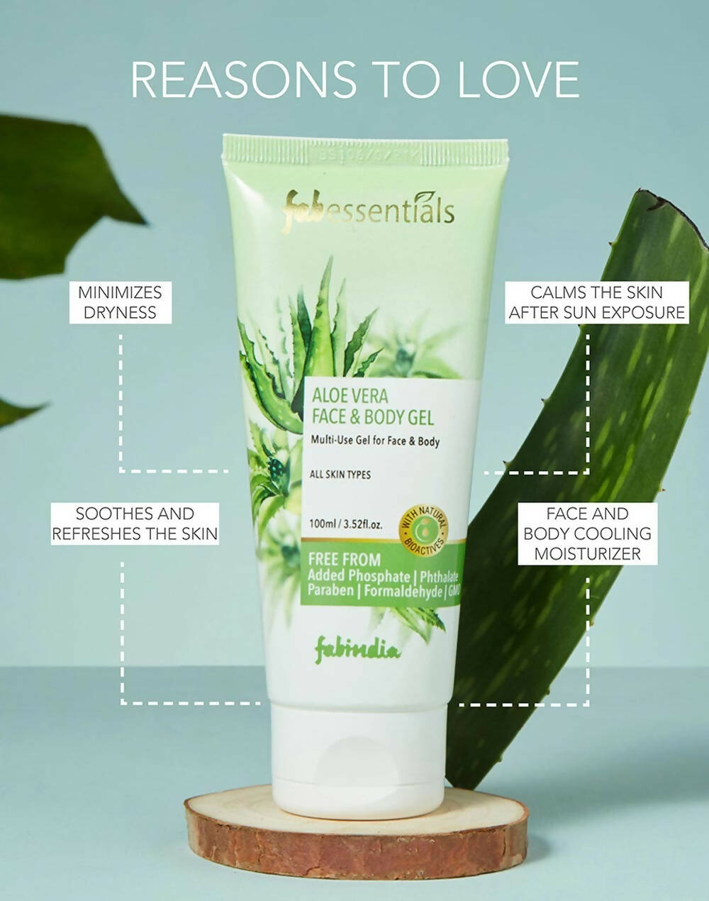 Fabessentials Aloe Vera Face & Body Gel - Swadesiicart