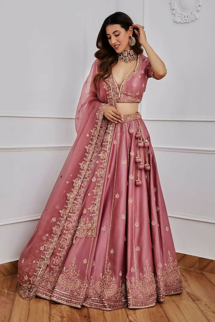 Jyoti Fashion Women's Onion Japan Satin Silk Sequins with Dori & Zari Embroidered Designer Lehenga Choli Set | Swadesiicart