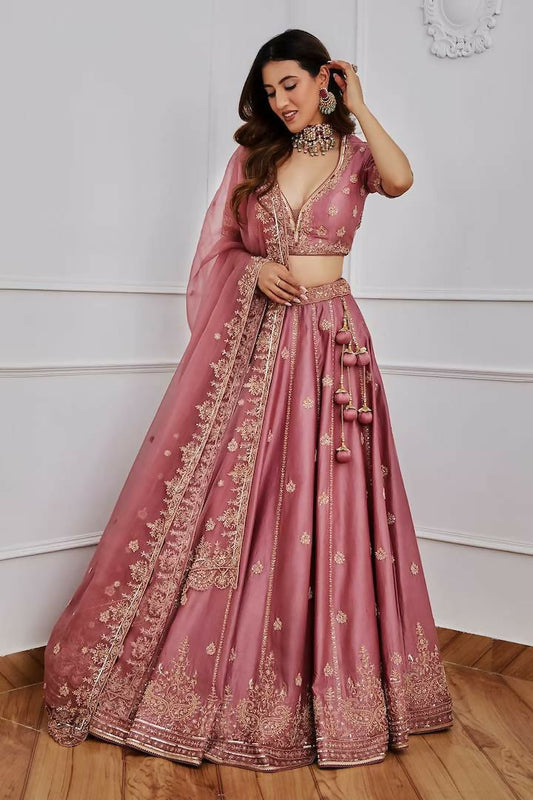 Jyoti Fashion Women's Onion Japan Satin Silk Sequins with Dori & Zari Embroidered Designer Lehenga Choli Set | Swadesiicart