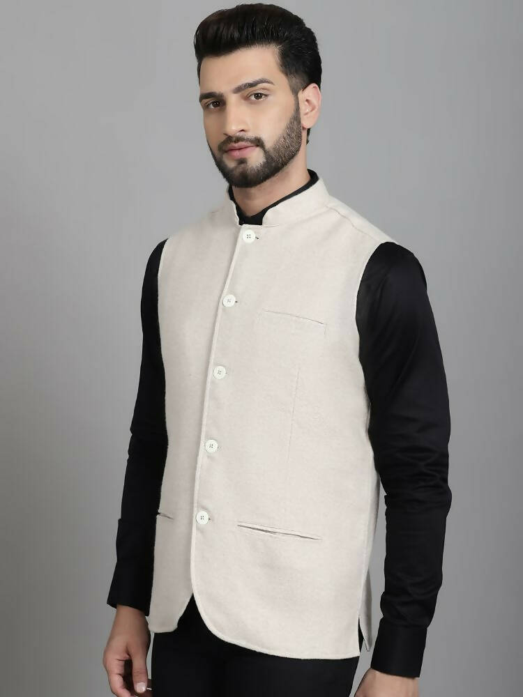 Even Apparels Nehru Jacket With Welt Pockets - Off White | Swadesiicart