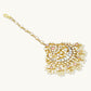 Nuyug 22K Gold-Plated Pearls & Pink Kundan Studded Statement Maang Tikka Head Jewellery | Swadesiicart