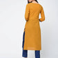 Aniyah Cotton Color Block Straight Kurta In Mustard Color (AN-102K) - Swadesiicart