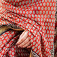 Zibaa Hand-Blocked Pure Maheshwari Silk Red Saree - Small Motifs | Swadesiicart