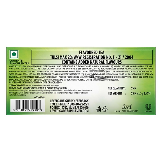 Lipton Tulsi Natura Green Tea Bags - Swadesiicart