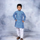 Ahalyaa Boys Blue Pure Cotton Porcian Print Kids Kurta Churidar Set | Swadesiicart