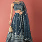 House of Panchhi Navy Blue Net Sequinse Work Lehenga & Blouse, Dupatta | Swadesiicart