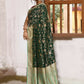 Joban Fashion Emerald Green Crepe Chiffon Pure Handloom Banarasi Silk Saree | Swadesiicart