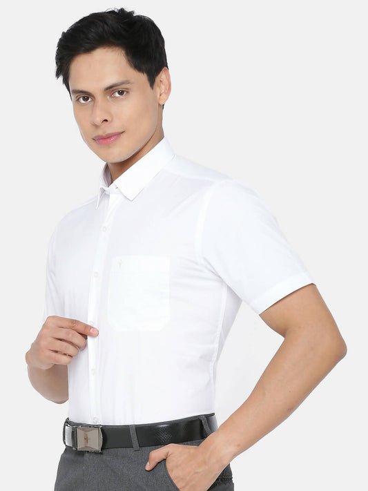 Ramraj Cotton Mens Half Sleeve Formal 100 % Cotton White Shirt | Swadesiicart