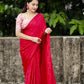 Red Silk Blend Ethnic Motifs Saree with Unstitched Blouse - Hiral Fashion | Swadesiicart