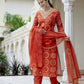 The52 Orange Women's Gorgeous Rayon Embroidered Straight Kurta with Pant And Dupatta Set - Swadesiicart