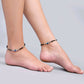 VOJ Set of 2 Evil Eye Black with Flower Shaped Beads Anklet - Swadesiicart