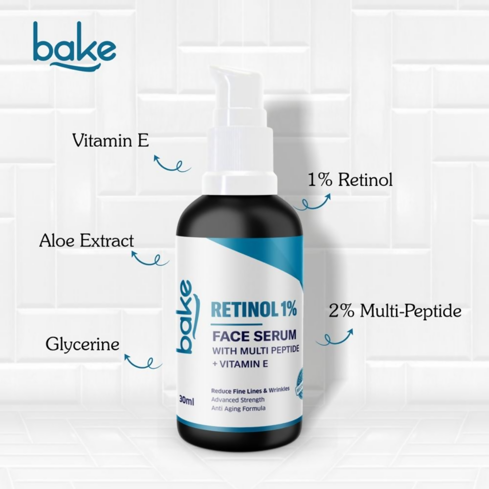 Bake Retinol 1% Face Serum With Multi Peptide + Vitamin E | Swadesiicart