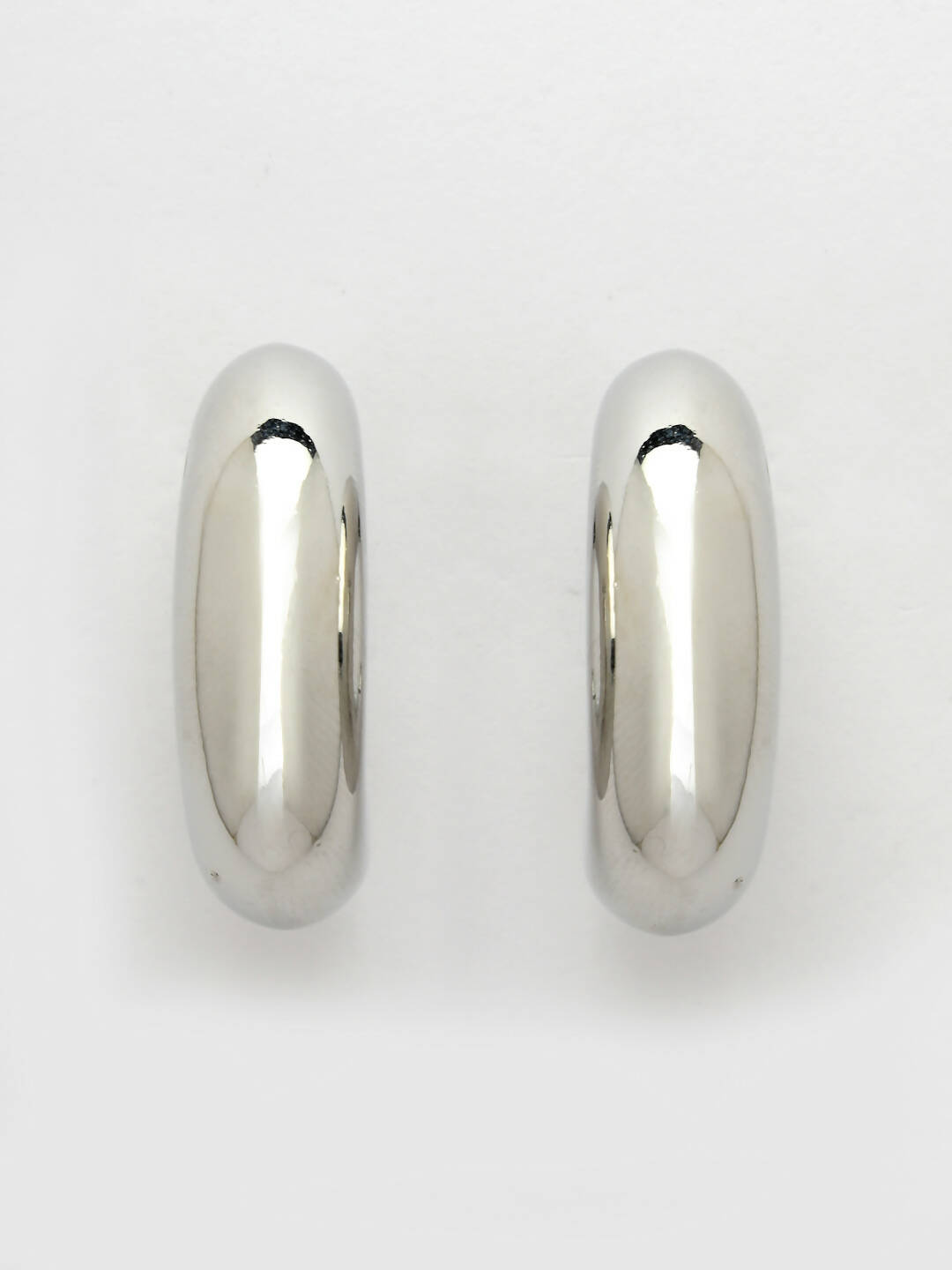 NVR Women Silver-Plated Circular-Shaped Half Hoop Earrings | Swadesiicart