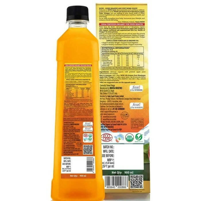 Wow Life Science Apple Cider Vinegar - Swadesiicart
