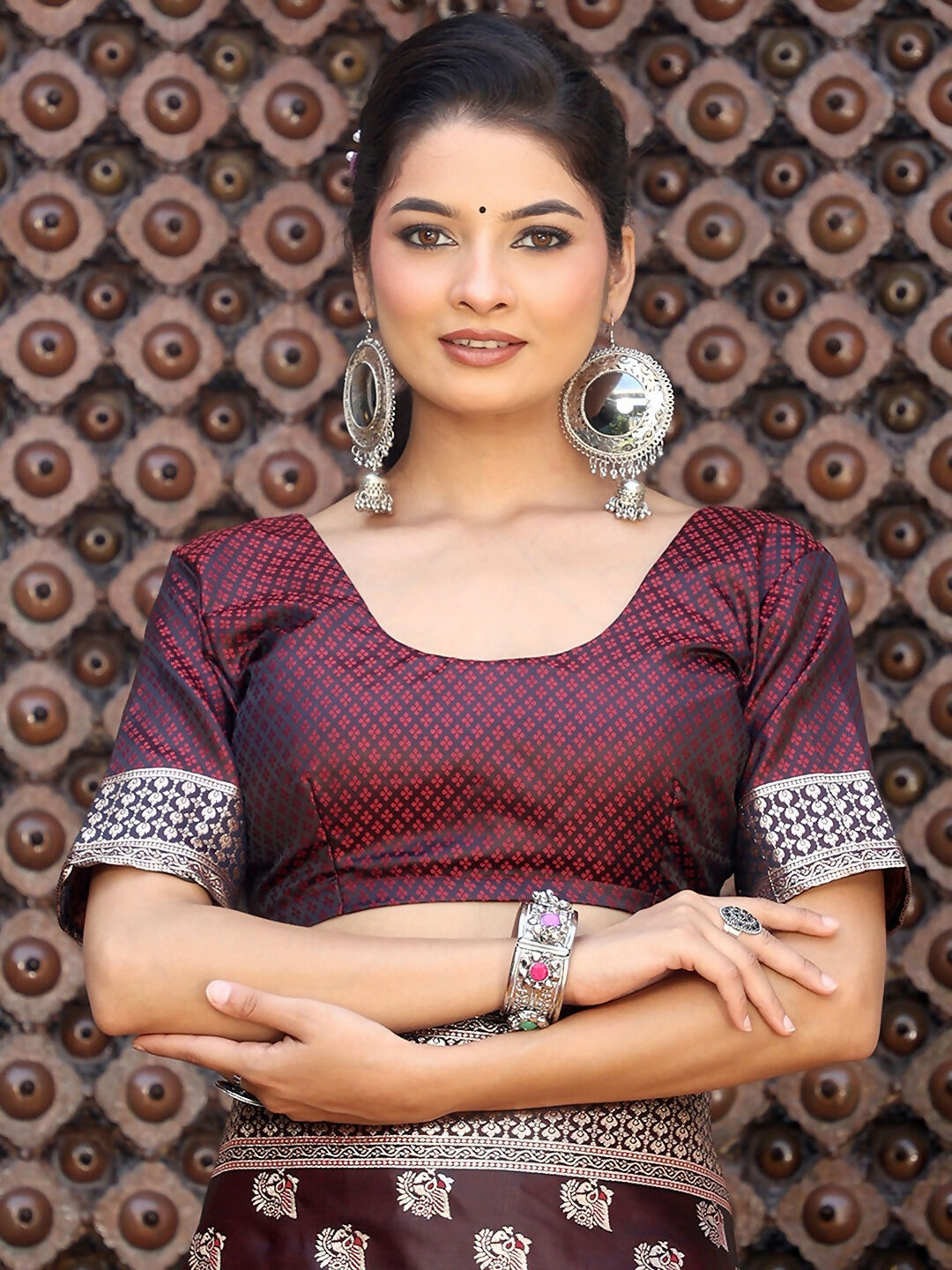 Shree Shyam Fashion Red Silk Saree
