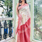 Exclusive Collection White Red Most Trending Beautiful Pure Cotton Handloom Saree - Swadesiicart