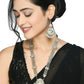 Mominos Fashion Johar Kamal Silver-Plated Brass Finish Rani Haar Statement Necklace For Women | Swadesiicart