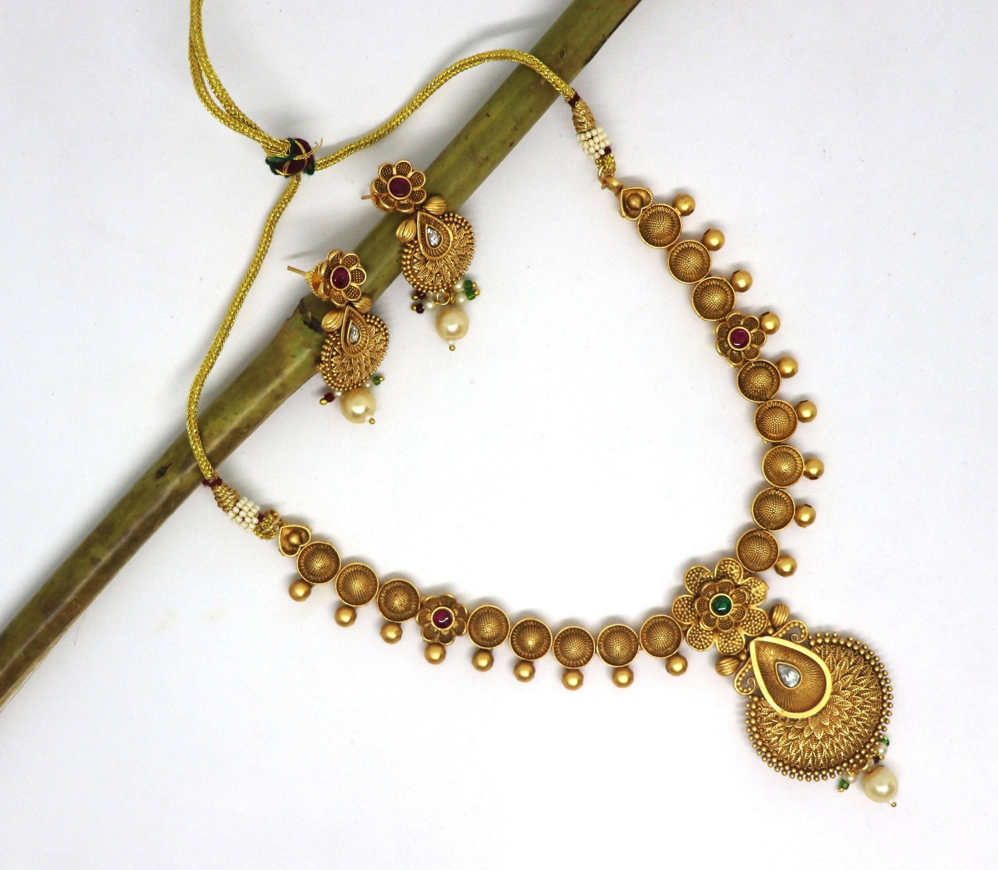 Joban Fashion Gold Pure Brass With Rajwadi Polish Necklace Set | Swadesiicart