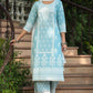 Juniper Women's Skyblue Printed Straight Kurta Sets | Swadesiicart