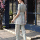 Sky Blue Rayon Paisley & Floral Printed Top with Matching Bottom - Eesha - Swadesiicart