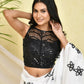Amodini Designer Studio Black Sequined Pearl Sleeveless Padded Blouse - Swadesiicart