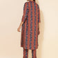 Janasya Women's Blue Crepe Digital Floral Printed Festive A-line Co-ords - Swadesiicart