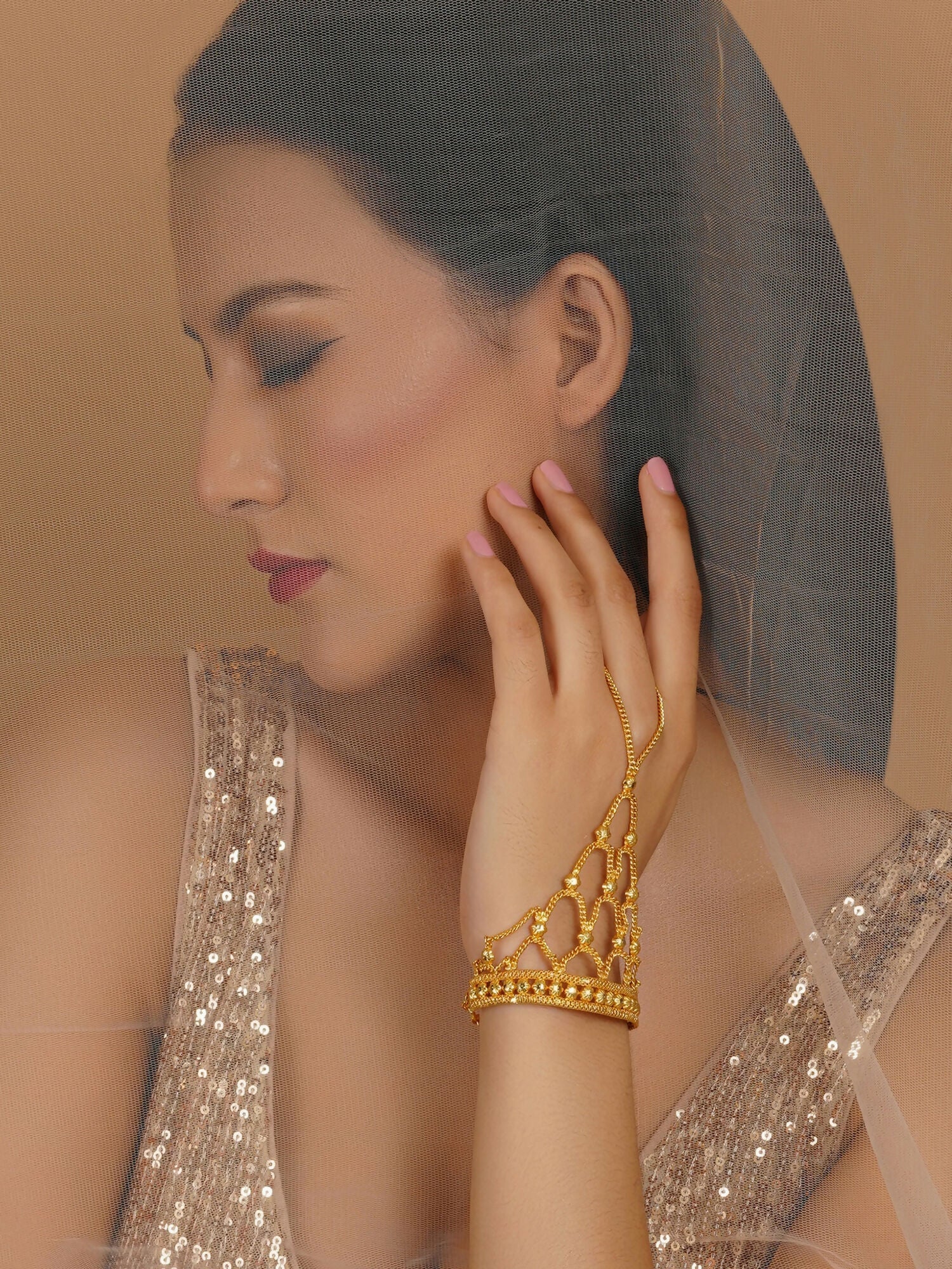 Golden Haathphool (Gold) - Ruby Raang | Swadesiicart