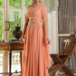 Janasya Peach Georgette Foil Print Lehenga Choli Dupatta | Swadesiicart