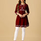 Jyoti Fashion Women's Maroon Viscose Rayon Embroidered Casual Top | Swadesiicart