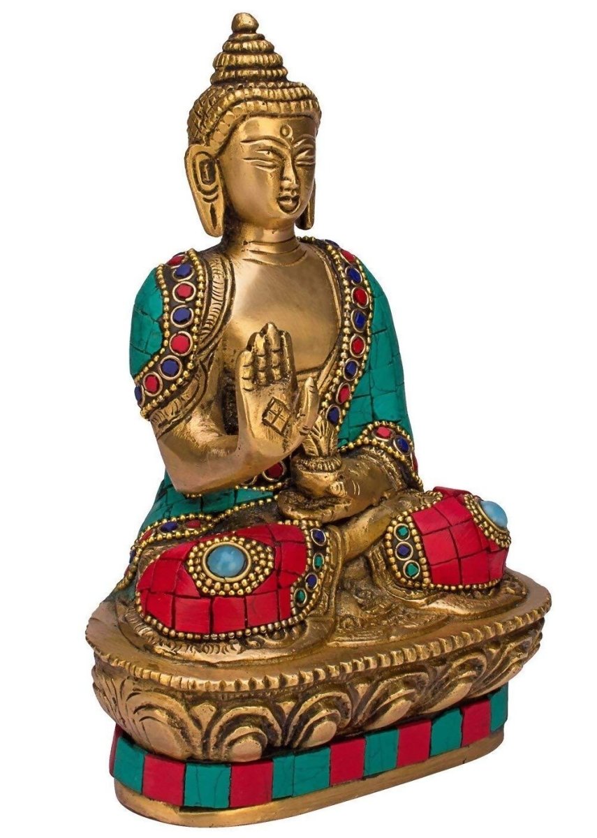Artvarko Brass Buddha Vitarka Statue Multicolor - Swadesiicart