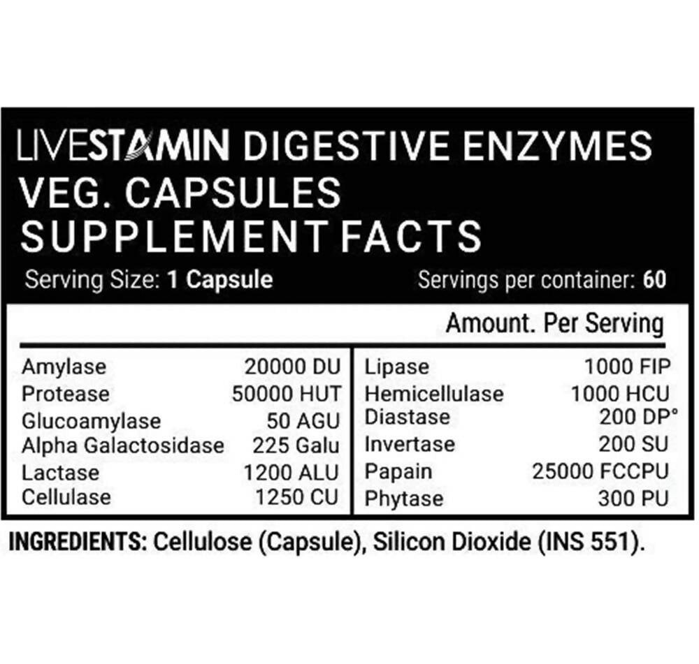 Livestamin Digestive Enzymes Capsules - Swadesiicart