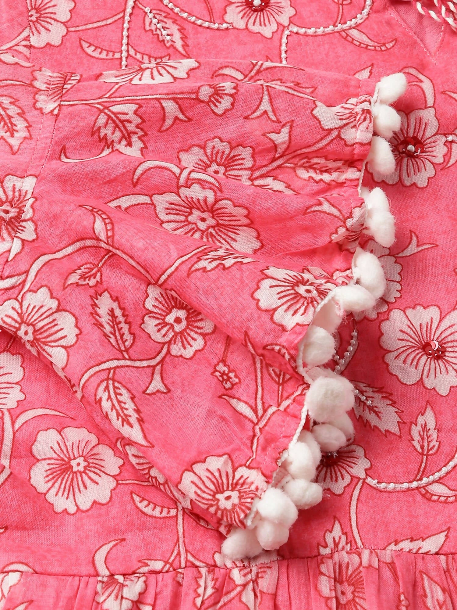 Pink Cotton Floral Printed Top - Himanshi - Swadesiicart