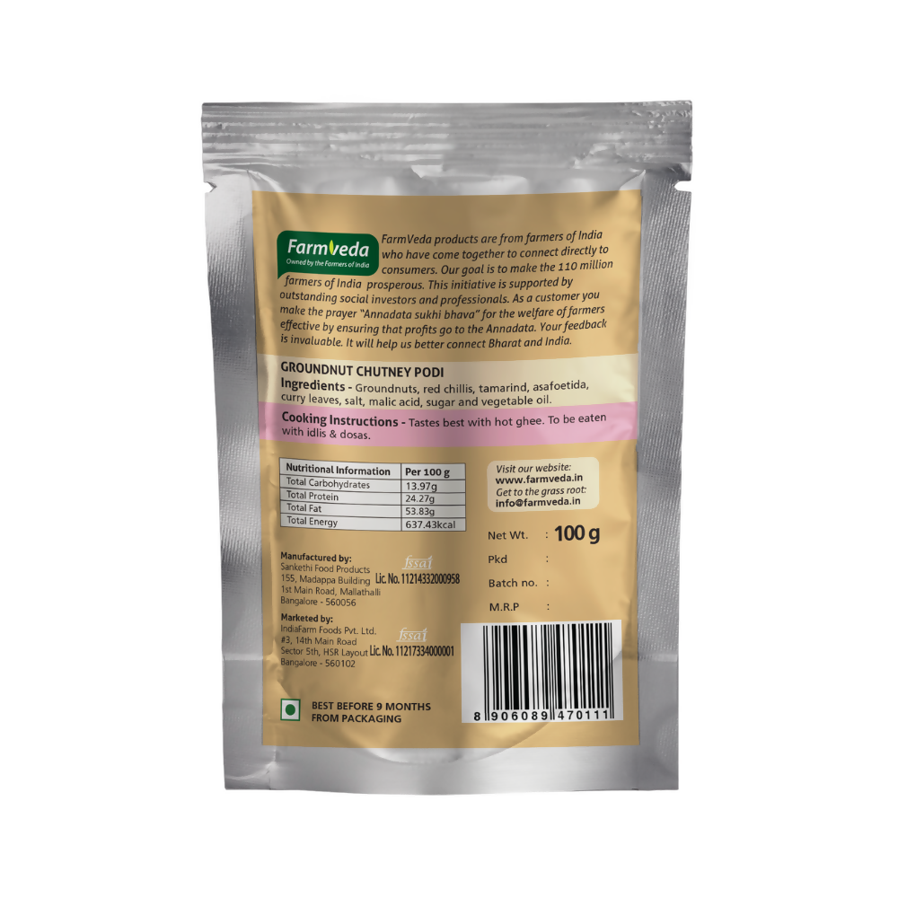 Farmveda Ready To Eat- Groundnut Chutney Podi - Swadesiicart