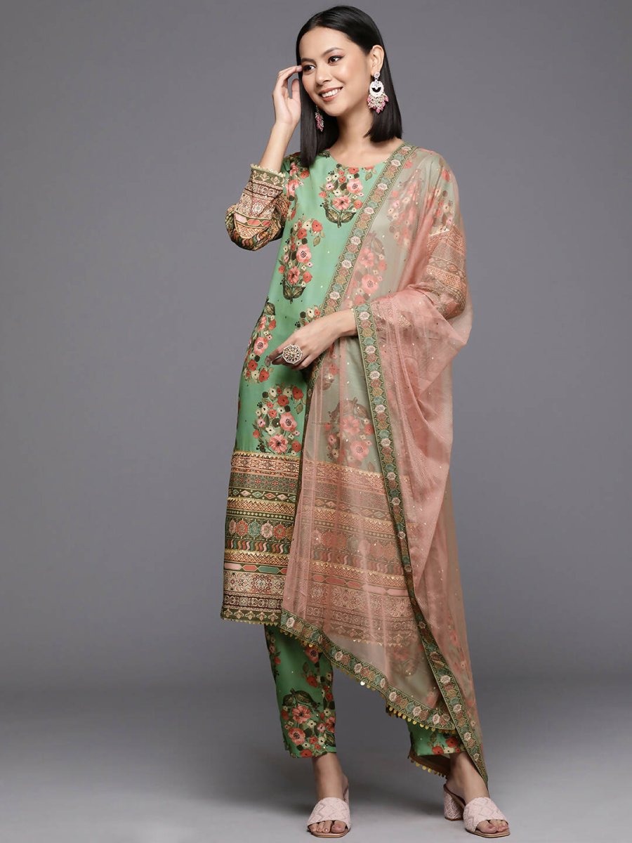 Ahalyaa Women's Traditional wear Kurta Set - Green | Swadesiicart