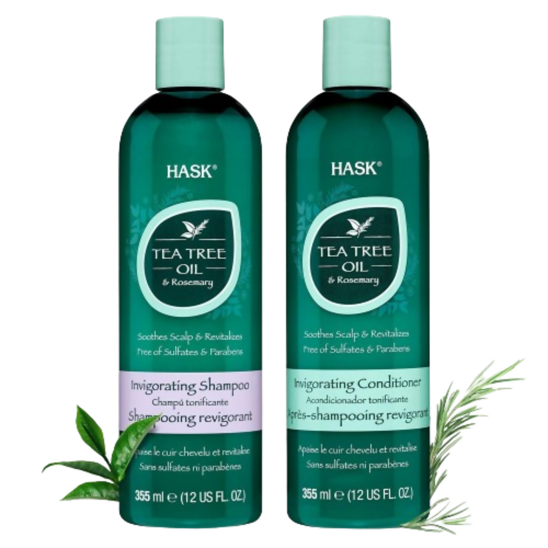 HASK Tea Tree Oil & Rosemary Invigorating Shampoo And Conditioner | Swadesiicart